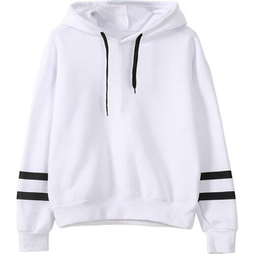 Spring Autumn Women 2021 New Casual Terry Hoodie Female Hooded Sweatshirt Lady White Black Patchwork Pullovers Slim Hoody Tops