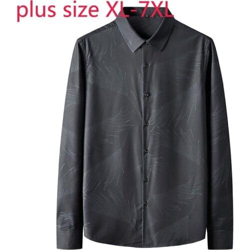 New Arrival Super Alrge Spring And Autumn Youth Fashion Printed Long Sleeve Casual Shirts Plus Size Xl 2xl 3xl 4xl 5xl 6xl 7xl