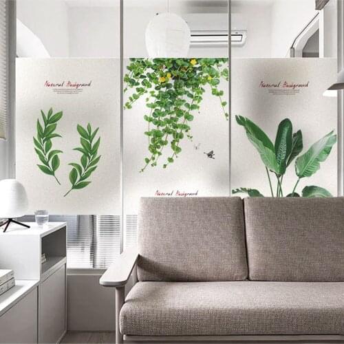 Window Film Privacy Plants Non Adhesive Glass Sticker UV Blocking Heat Control Window Coverings Window tint for Homedecor