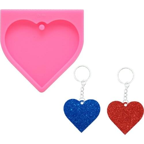 DIY Heart Shaped Silicone Mold Crystal Epoxy Jewelry Pendant Keychain Bag Ornament Making Chocolate Cake Decoration Mold