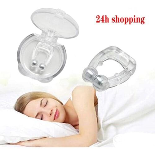 Silicone Magnetic Anti Snore Stop Snoring Nose Clip Sleep Tray Sleeping Aid Apnea Guard Night Device with Case