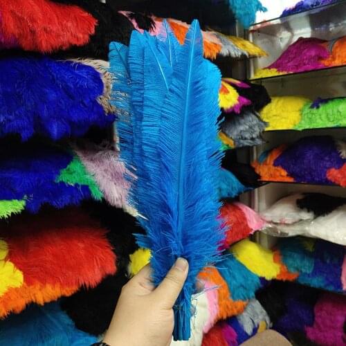Pretty 100pcs Deep Sky Blue 40-45cm/16-18inches Ostrich Feathers For Crafts Plumes Jewelry Making Wedding Decoration