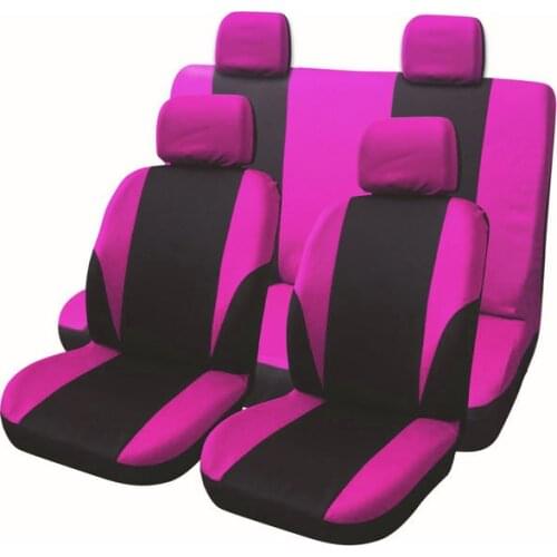 Universal Car Seat Cover Set 8Pcs Seat Covers Front Seat Back Seat Headrest Cover Polyester Black and Gray 6 Styles Optional