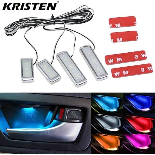 Car Door Bowl Decoration Light Universal Auto Atmosphere Lamp Armrest Interior Door Handle Lighting 4Pcs/Set