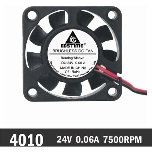 500Pcs Gdstime 24V 2 Pin 4010 40x10mm 40mm PC Black Brushless Computer Cooler Cooling Fan 7500RPM