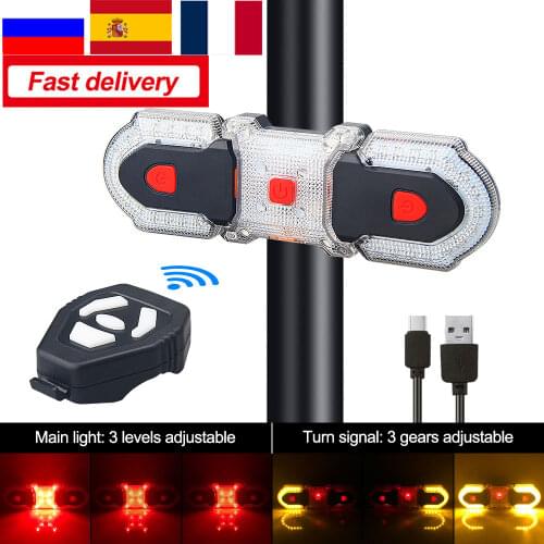 USB Rechargeable Bike Rear Light Wireless Remote Control Bicycle Lamp LED Turning Singal Warning Safety Cycling Taillight