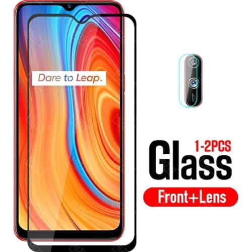 For realme c3 glass 2in1 screen protector for oppo realme c 3 camera lens Tempered glas protective film on realmec3 tremp glas