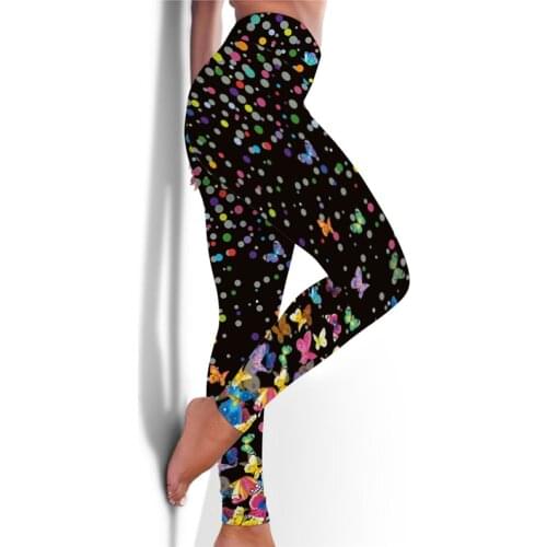 Butterfly Flowers Amazing Shiny Womens Yoga Pants Black White Dance Fitness Running Slim Push Up Hip Sports Leggings