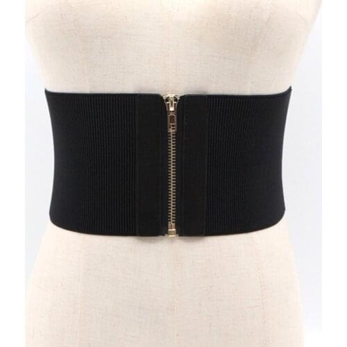 Women Elastic Waist Belt Belt Accessories Stretch Wide Zipper Corset Cummerbund Waistband Dress Adornment For Women Strap Dress