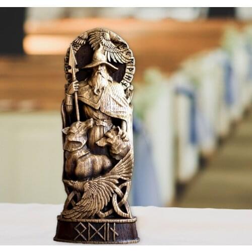 Famliy Decoration Norse Gods Statue Resin Figurines Man-made Stone Home Garden Odin Loki Decoration Statues Birthday Present