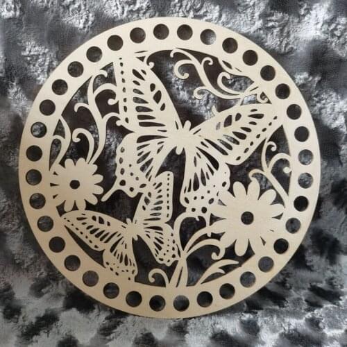 10pcs Butterfly flowers round needle basket base Wooden Butterfly Base Knitting Crochet Bottom