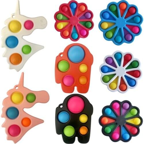 100pcs/lot Pop Squeeze Push Bubble Sensory Toys Fidget Toys Stress Reliever Toys Anti-stress Toy For Autism