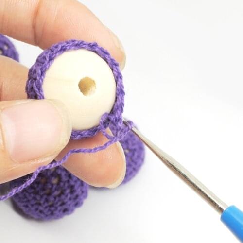 100pcs Chunky wooden crochet beads,56 colors, silk cotton knitted bead diy wooden beads handmade pattern jewelry finding WC001