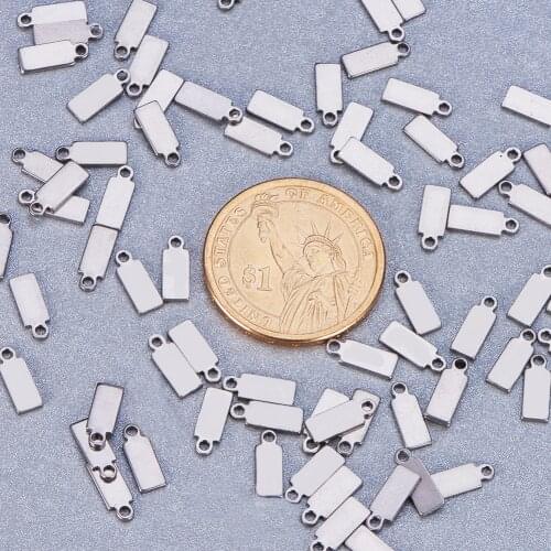 100Pcs Stainless Steel Blank Stamping Tag Pendants Rectangle 11x4x0.6mm Jewelry DIY Findings