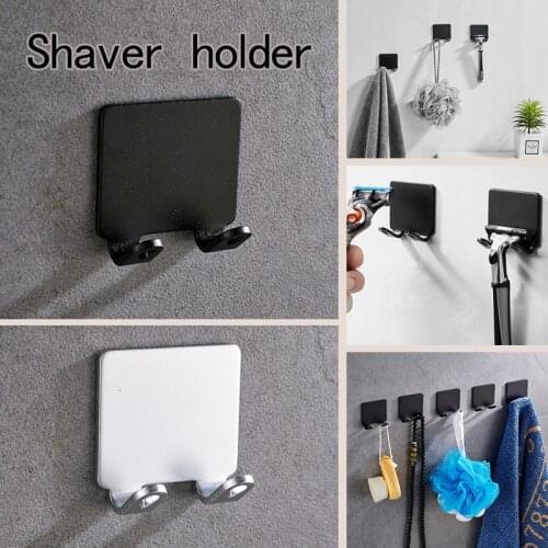 2 Pcs Punch Free Razor Holder Storage Hook Wall Men Shaving Shaver Shelf Bathroom Razor Rack Wall Bathroom Accessories