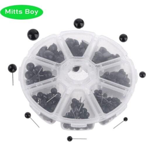 410Pcs 6-12mmBlack Beans Type Eyes Ball Button Diy Toys Eyes Accessories Black Needle Doll Toy Eyes with Pin for Diy Felting Toy
