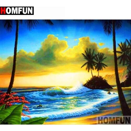 HOMFUN Full Square/Round Drill 5D DIY Diamond Painting "Sea view" 3D Embroidery Cross Stitch 5D Home Decor A15031
