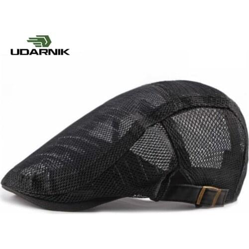 Berets Sun Visors Hat Flat Cap Peaked Mens Summer Hat Briefcase Hat Adjustable Breathable Beret Knit Caps High Quality 235-045