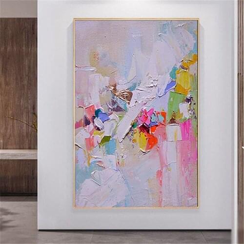 Childrens room decoration painting hand-painted oil painting abstract pink texture wall art canvas painting girl bedroom mural