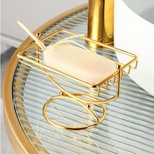 Gold Inlay Stainless Steel Soap Holder Creativity Restroom Punch-free Soap Dish Household Wash Accessories Bathroom Decoration