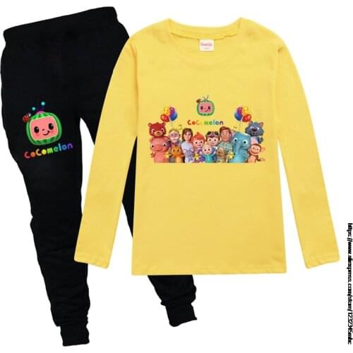 Cocomelon Childrens Clothing T-Shirt Baby Boys Girls Long Sleeve Autumn Tops + Pants Sport Sets birthday gift