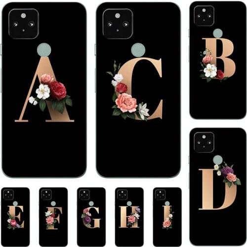 For Google Pixel 5 5G Case For Google Pixel 4A 5G 4G Cute Lovely Cartoon Pattern Flowers Black Letters Soft Cover