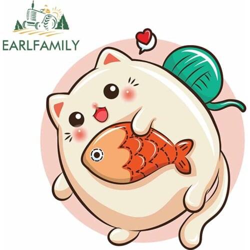 EARLFAMILY 13cm x 12.1cm For Cat Car Decal Auto Refrigerator Car Sticker Funny Graffiti Vinyl Material Scratch-Proof Decoration