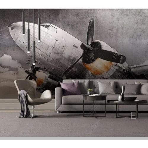 Papel de parede European nostalgic fighter retro 3d wallpaper,living room tv wall bedroom home decor bar cafe mural