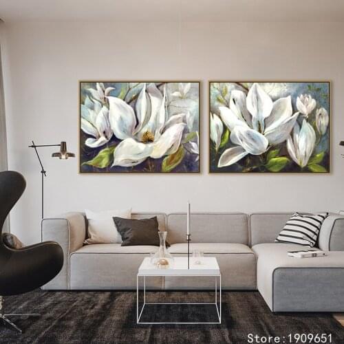 Cotton no frame modern white flowers plant canvas printings oil painting printed on cotton home wall art decoration pictures