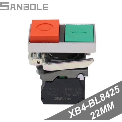 Push Button Switch Mechanical Equipment 380V XB4-BL8425 Red-green Double-key Control Manual Reset Square Button Opening 22MM