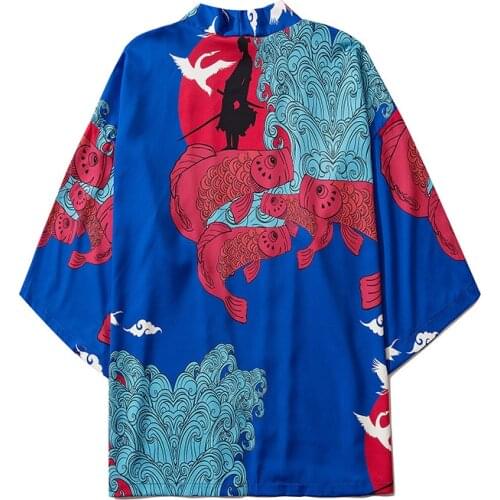 Summer Kimono Man Cardigan Yukata Male Jacket Men Personality Japan Harajuku Streetwear Samurai Clothes Three Quarter Sleeve