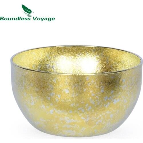 Boundless Voyage Mini Teacup Titanium Double-layer Golden Cup Wine Mug Durable Portable Camping Drinkware Ultralight Small Cup