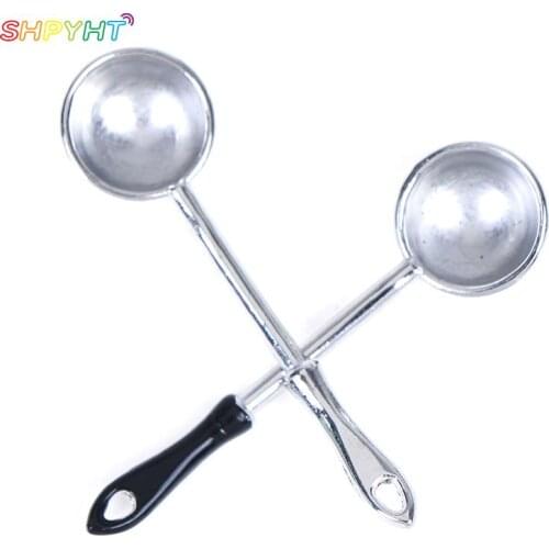 2Pcs 1/12 Dollhouse Miniature Accessories Mini Soup Spoon Storage Holder Simulation Furniture Kitchen Utensils for Decoration