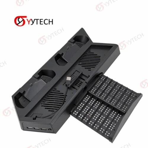 YYTECH Multi Function Charging Dock Storage Cooling Fan Game Console Stand Bracket for Playstation 4 PS4 Slim Pro Accessories