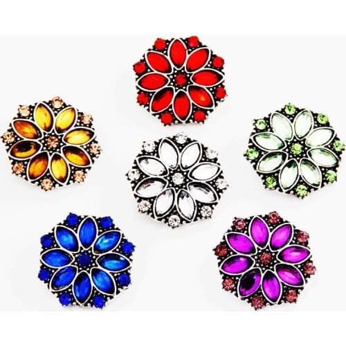 Fashion Component 037 Crystal 3D 18mm Metal Snap Button For Bracelet Necklace Interchangeable Jewelry Women Accessorie Findings