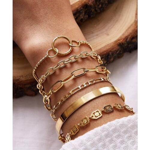 Fashion net red tide multi-layer bracelet with alloy multi-element ins style combination set bracelet for temperament female