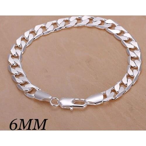 50 pcs 6 mm Fashion 925 Silver Bracelet Men Jewelry Bracelets Classic Men Free Antiallergic High Quality Free Shipping