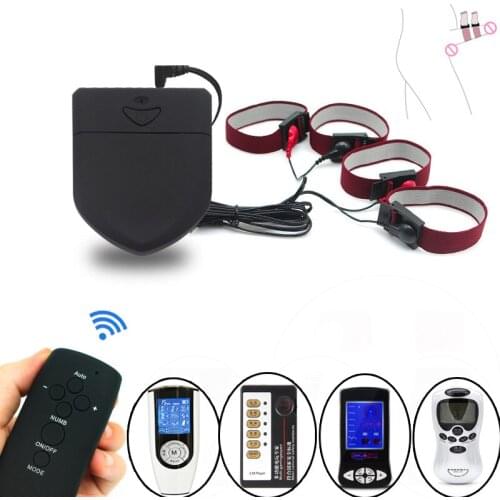 Wireless Remote Control Electro Shock Male Masturbator Conductive Fibers Rings Penis Extender Enlargement Cock Ring Toys For Men