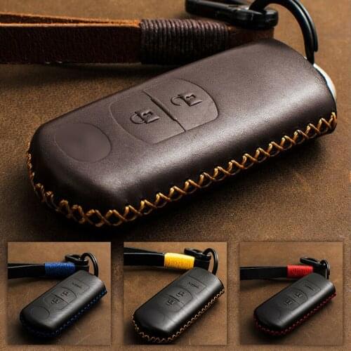 Genuine Leather Car Remote Key Case Cover For Mazda 2 3 6 Axela Atenza CX-5 CX5 CX-7 CX-9 2014 2015 2016 2017 Smart 2/3 Buttons