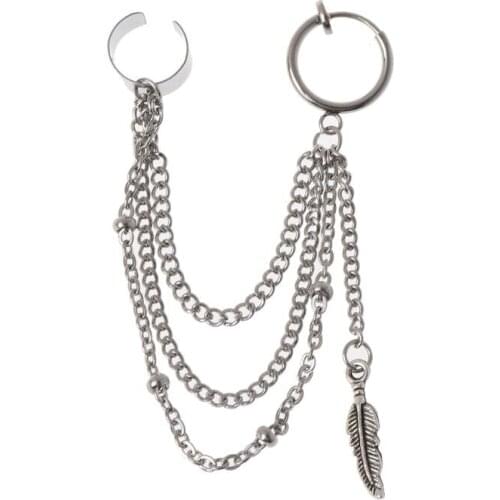 2021 New Leaf Drop Earring Double Chain Feather Drop Earrings Korean Jewelry 2020 trend