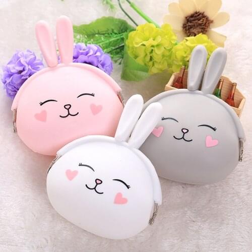 New Fashion Lovely Kawaii Candy Color Cartoon Rabbit Women Girls Wallet Multicolor Jelly Silicone Coin Bag Purse Kid Gift