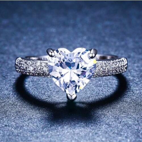 New Arrival Fashion Jewelry Ring Heart Shape Crystal Wedding Rings for Women Romantic Gift