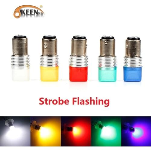 OKEEN 2pcs 1157 BAY15D Led Bulbs Strobe Flashing 1157 Canbus Led Brake Light Bulb 12v Flashlight Bulb Reverse Signal Lamps White