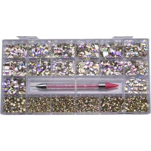 Flat back high quality crystal ab red nail rhinestones decoration kit for nail art gem stones decoration supplies professional