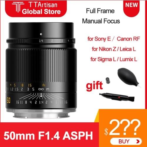 TTArtisan 50mm F1.4 ASPH Camera Lens Full Frame for Sony E Canon RF Nikon Z For Sigma Lumix Leica L mount Camera MF Lens
