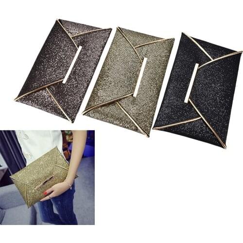 Luxury brand Evening Party Bag Clutches Women Bags Gold Sequins Envelope Bag Purse Clutch Handbags Shiny Solid Ultrathin