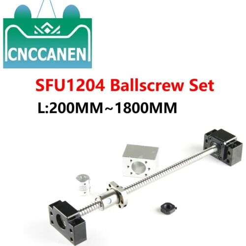 SFU1204 Rolled Ball Screw C7 With End Machined 200 250 1600 mm+ 1204 Ball Nut + Nut Housing+BK/BF10 End Support + Coupler RM1204