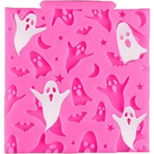 Halloween Ghosts Bats Moon Star Silicone Mold Cake Border Cupcake Fondant Molds Cake Candy Clay Chocolat Cookies Moulds Resin