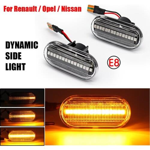 2pcs/Lot LED Dynamic Turn Signal Lamp Side Marker Light For Nissan OPEL Renault Megane 1 Clio1 2 KANGOO ESPACE Smart