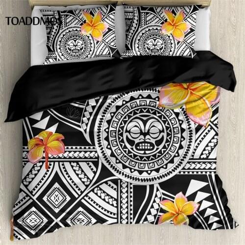 TOADDMOS Samon Polynesian Plumeria Design Bed Pillowcase & Duvet Cover Sets Soft Home Bedroom Decoration Bedding Set 3Pcs/Set